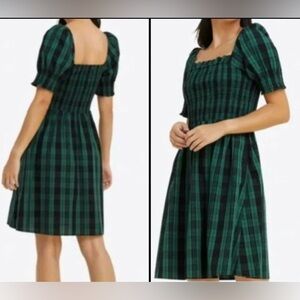 DRAPER JAMES Shania Smocked Dress Blackwatch Plaid  Cotton Plus Size 2X